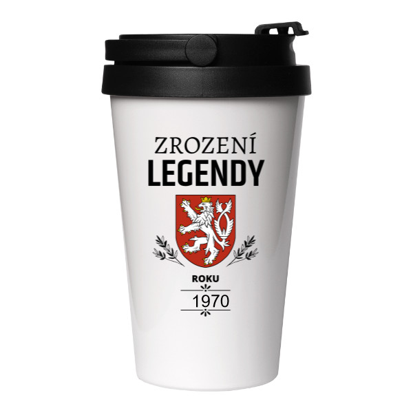 Cestovní nerezový hrnek s potiskem Cestovní hrnek zrození legendy