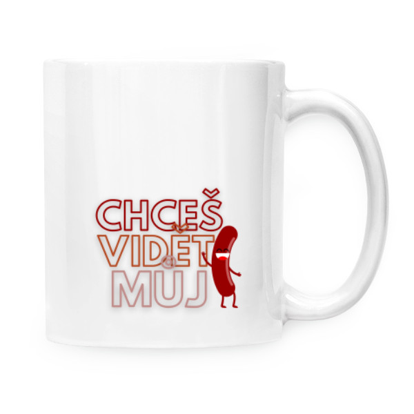 Hrnek malý bílý s potiskem Chceš vidět můj párek